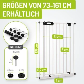 Bomi Türschutzgitter Extrahoch 107 Cm - Merle 73-81 Cm In Weiß Für Hunde & Katzen 2 Bomi Türschutzgitter Extrahoch 107 Cm - Merle 73-81 Cm In Weiß Für Hunde & Katzen – Bild 2