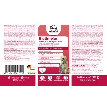 Fortan Biotin-plus MSM & B-Komplex Tabs 100 G 2 Fortan Biotin-plus MSM & B-Komplex Tabs 100 G – Bild 2